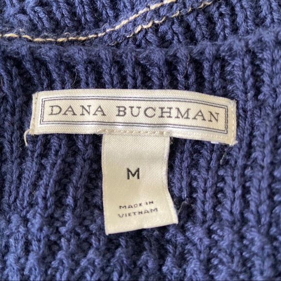 Dana Buchman | Navy Blue and Beige Shaggy Sweater - Picture 4 of 6